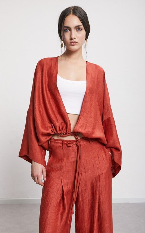OTTOD'AME Camicia cardigan in lino satinato