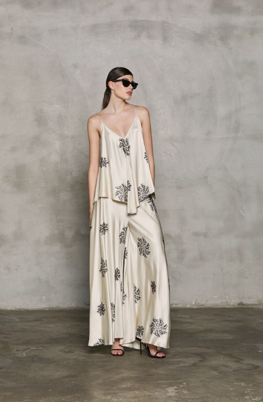 RELISH Tuta con top e pantalone a vita alta in misto viscosa