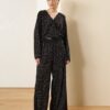 SOUVENIR Pantalone in cotone con ricamo perline