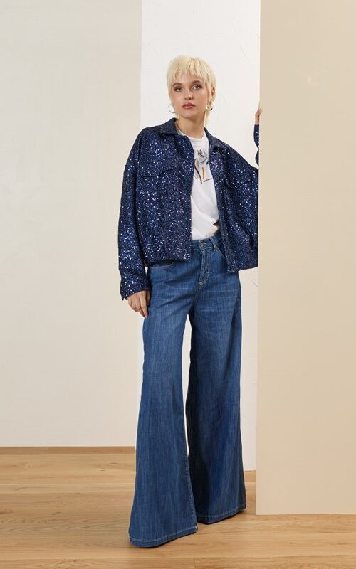 SOUVENIR Jeans a palazzo pantalone denim leggero