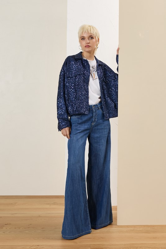 SOUVENIR Jeans a palazzo pantalone denim leggero