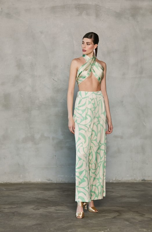 RELISH Tuta con top e pantalone a palazzo con fantasia astratta