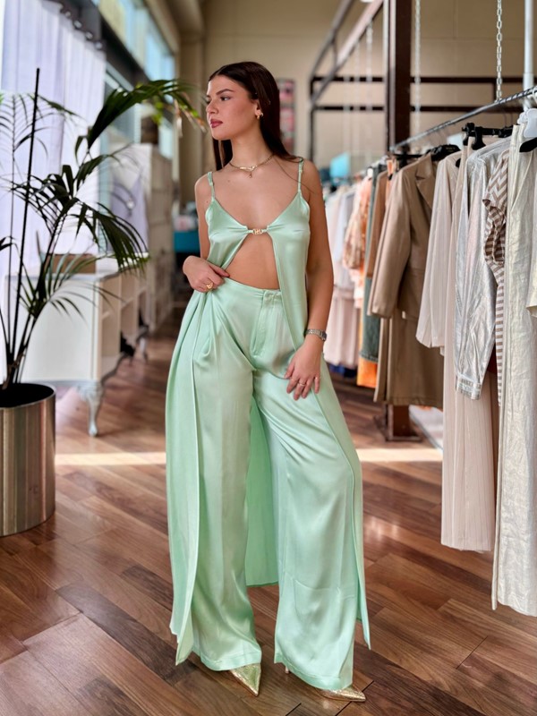 RELISH Pantalone a vita alta a palazzo e pences