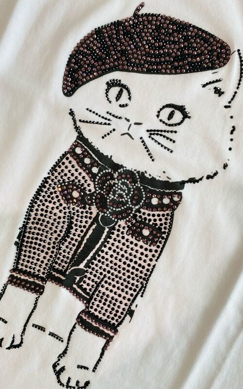 IM 70 T-shirt in cotone con disegno gatto