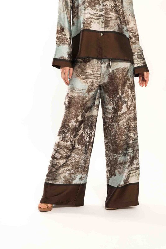 SPAGO DONNA Pantalone a palazzo con elastico in vita