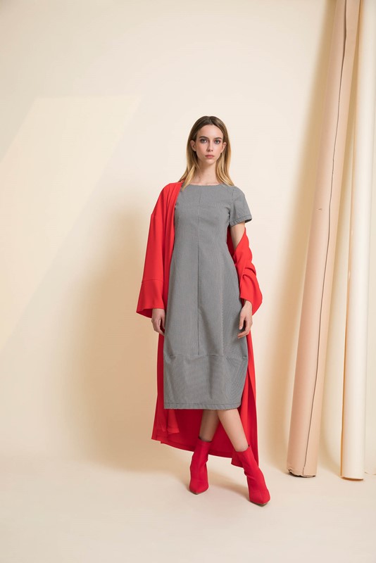 PEPE ROSA Abito vichy m/m midi