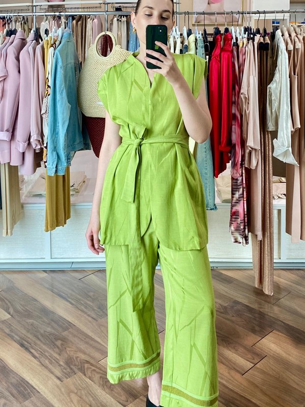AGGÉL Pantalone alla caviglia con ricamo